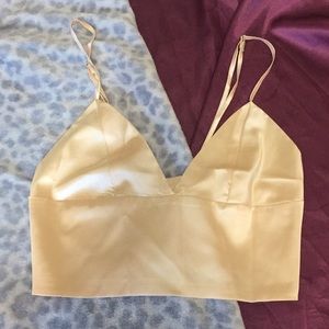 Satiny Cropped Cami Zipper Back, Adjustable Straps